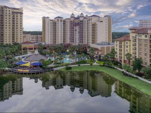 an aerial view of a resort with buildings at Wyndham Grand Orlando Resort Bonnet Creek in Orlando