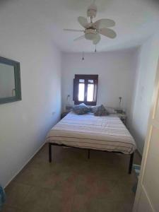 a bedroom with a bed and a ceiling fan at Apartamento Mare Nostrum Centro Aguamarga in Agua Amarga