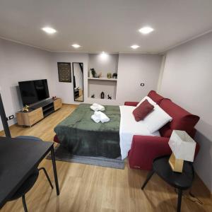um quarto com uma cama grande e um sofá em Appartamento Noemi Zinghouse CT em Catânia