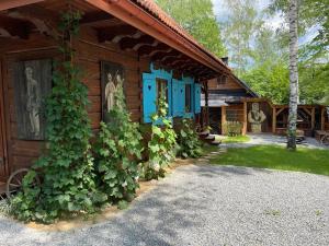 a log cabin with ivy growing on the side of it at Tajojta in Werlas