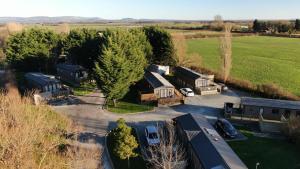 an aerial view of a home with a parking lot at Dog Friendly Lodge with hot tub Quiet Location in Great Eccleston