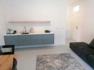 a living room with a blue cabinet and a couch at Vila Plava Zlatar in Brdo