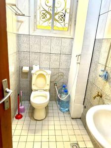 La petite salle de bains est pourvue de toilettes et d'un lavabo. dans l'établissement Grandiose apart in yaounde, à Yaoundé
