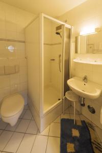 W łazience znajduje się toaleta, prysznic i umywalka. w obiekcie Haus Sandra w mieście Kitzbühel