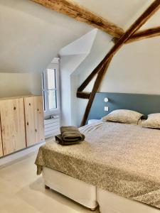 Cama ou camas em um quarto em La maisonette des bords de Seine