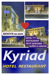 a collage of pictures of a hotel and a hotel restaurant at HOTEL KYRIAD ORANGE Centre Ville - A7-A9 - 3 Etoiles - HOTEL DES PRINCES - Provence Alpes Côte d'Azur - France in Orange