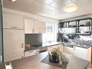 Kuchyň nebo kuchyňský kout v ubytování Ferienhaus am See