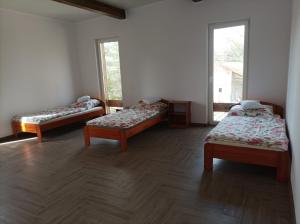 Cette chambre comprend 2 lits et 2 fenêtres. dans l'établissement Lille Skandinavien, 