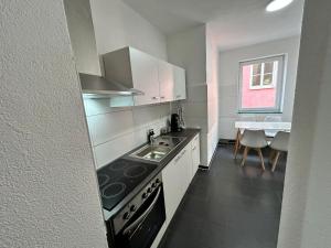 海爾布隆的住宿－Zentrale 3Zimmer Wohnung mit Stellplatz，小厨房配有炉灶和水槽