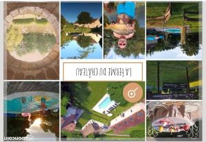 a collage of pictures of a pool and a resort at Gite Loft 3 étoiles in Tresnay