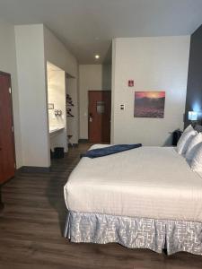 a bedroom with a large white bed in a room at Wood River Inn & Suite in Hailey