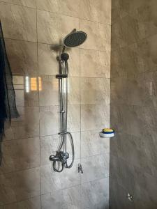 y baño con ducha con cabezal de ducha. en Brand New Luxurious Villa in Lomé Bê kpota, en Lomé