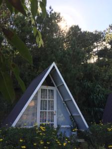 Casa pequeña con ventana en un jardín en Tuyết Hoa Hòn Bồ Homestay en Da Lat