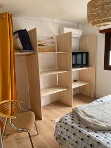 TV a/nebo společenská místnost v ubytování 2 chambres dans villa avec spa et piscine