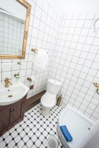 uma casa de banho branca com um WC e um lavatório em Alatskivi Castle em Alatskivi