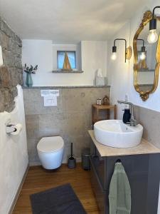 Ένα μπάνιο στο Ferienwohnung um`s Eck