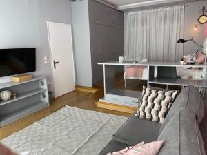 TV a/nebo společenská místnost v ubytování Retro House with Garden in Anopoli