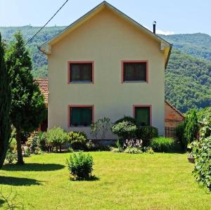 una casa con un cortile verde davanti di Drinska lepota a Ljubovija