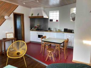 a kitchen with a table and chairs in a room at Villanelle maison en centre hyper calme et au vert in Limoges