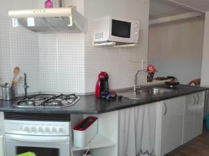 una cucina con lavandino e piano cottura forno superiore di Apartamento Pinar de Chamartin a Madrid