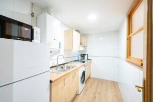a kitchen with a sink and a washing machine at Apartamentos GO - Génova Parquesol - Parking Gratuito-Zona libre de bajas emisiones in Valladolid
