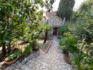 a garden with trees and plants in front of a building at VILLA ZEN TAORMINA in Taormina