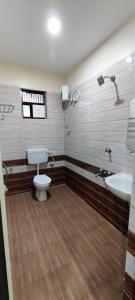 a bathroom with a toilet and a sink at SIMILIPAL NATURE RETREAT in Bālidiha