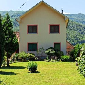 a house with a green yard in front of it at Drinska lepota in Ljubovija