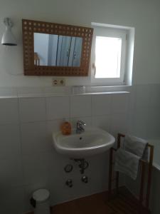 a bathroom with a sink and a mirror at Haus Toni in Bad Füssing