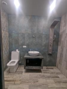 y baño con aseo y lavamanos. en Spacious Apartment in Yerevan, CENTRE en Ereván