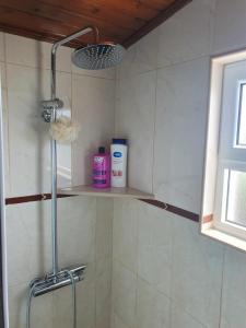 a shower in a bathroom with a shower at casa Eira Alta in Santa Bárbara