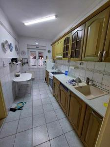 a kitchen with a sink and a counter top at schönes Ferienhaus mit grossem Pool 1200 m zum Balaton in Balatonberény