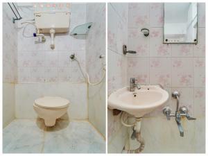 2 Bilder eines Badezimmers mit WC und Waschbecken in der Unterkunft OYO Classic Grand Residency in Puducherry