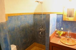 a bathroom with a shower and a sink at Axion Studios in Aroniadika