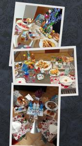 kolaż zdjęć stołu pełnego żywności w obiekcie Il Faggio 17 B&B w mieście Artena