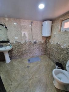 a bathroom with a toilet and a sink at Guest House Balda in Martvili