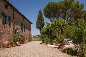 un callejón con plantas, un edificio y un árbol en Podere Piazza Casa dell'Arcivescovo, en Siena