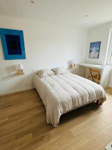 Postel nebo postele na pokoji v ubytování Chambre Privée climatisée avec Salle de bain privée - La Mer