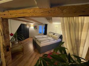 a bedroom with a bed in a room at Schwarzwald - Ferienhaus Luisa für 6 Personen 125m in Stühlingen