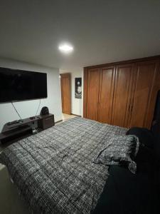 サバネタにあるHermoso apartamento en Sabanetaのベッドルーム(ベッド1台、薄型テレビ付)