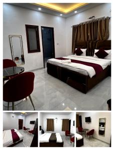 two pictures of a hotel room with a bed at Hotel Trending Stay in New Delhi
