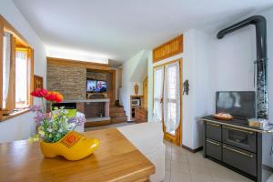 Televízia a/alebo spoločenská miestnosť v ubytovaní Lake View Chalet - Happy Rentals