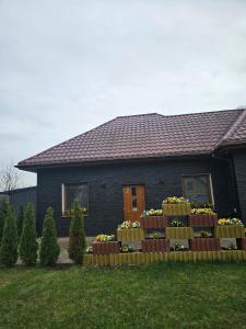 a house with a bunch of flowers in front of it at Dom Aurelia in Świnoujście