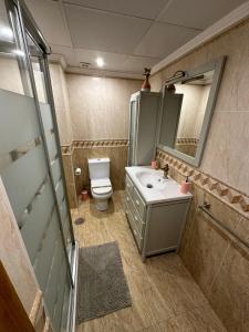 ネルハにあるNerja's center Apartmentのバスルーム(洗面台、トイレ、鏡付)