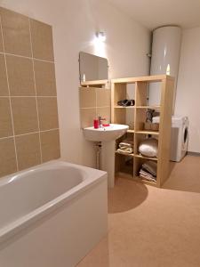 a bathroom with a bath tub and a sink at Appartement proche centre ville et sur les remparts in Langres