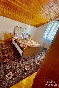 a bedroom with a bed and a rug at VILA MARTINA in Herceg-Novi