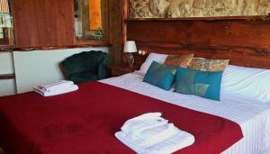 1 dormitorio con 1 cama con toallas en Habitación Deluxe Campomuiños, en Entrerríos