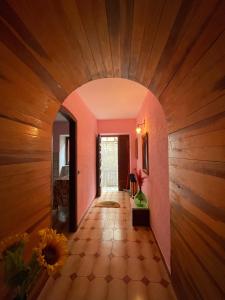 um corredor com uma arcada numa casa em Dimora Selù em Laurino