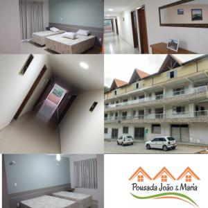 eine Collage mit vier Bildern eines Hotels in der Unterkunft Pousada João & Maria in Santa Maria Madalena