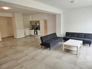 a living room with a couch and a table at GardenLoft Terrace no 3 in Vienna